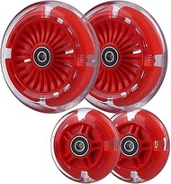 120mm 80mm Led Light Up Scooter Replacement Wheels - White Flashing- Compatible with Micro Mini, Max