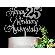 BEST Happy 25th wedding anniversary cake topper | Anniversary cake decoration - Acrylic, M