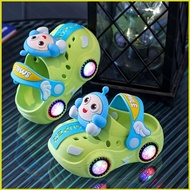 YB3 Childrens slippers summer car lights up indoor soft bottom anti slip sandals Non slip hole shoes
