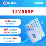 12VD89P - Vinaphone 5G Sim: 4GB/day promotion, 1500 Minutes on-net, 50 Minutes off-net, 14 months co