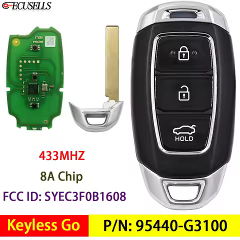 Ecusells 3 Buttons Proximity Car Key Fob Smart Remote P/N: 95440-G3100 FCC ID: SYEC3FOB1608 For Hyun