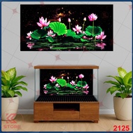 3d fish tank painting - 3d aquarium painting - aquarium painting 2125 - lotus with black background