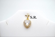 S.R.จี้ทองหัวใจฝังเพชรน้ำหนัก 8 กะรัต ล้อมเพชร พร้อมใบรับรองสินค้าเคลือบทองคำแท้ 100%