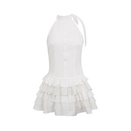 Weekend hub | ชุดเดรสสายคล้องคอสีขาวสไตล์ฝรั่งเศส