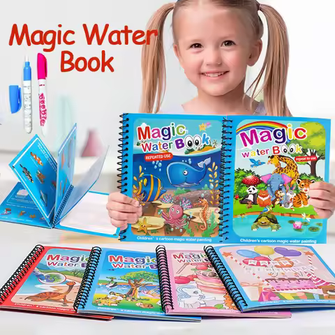 Kids Montessori Toys Reusable Coloring Book Magic Water Drawing Book Painting Drawing Toys Sensory E