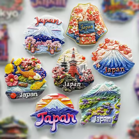 Japan Fridge Magnets Mount Fuji Tokyo Kyoto Tourist Souvenir Craft Gifts Resin Magnetic Refrigerator