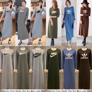 Casual Muslimah Long Sleeve Long Dress Jubah Cotton