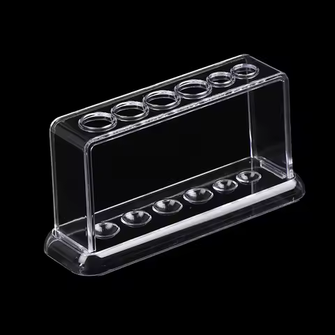 (BBQ4)1pc Transparent Plastic Clear Test Tube Rack 6 Holes Stand Lab Test Tube Stand Shelf 16.7*8*3c