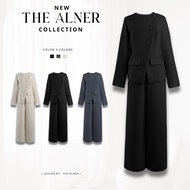Thealner-AN960 (Long-Sleeved Shirt Set With Diagonal Buttons And Long Pants)