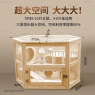 Golden Bear Hamster Cage Acrylic Solid Wood Cage Landscape Villa Wooden House Full Set Luxury Double Cage