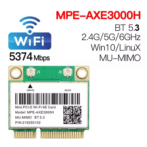 WiFi 6E AX210HMW Bluetooth 5.3 Mini PCI-E Wifi Card For AX210 5374Mbps 802.11ax 2.4G/5G/6G