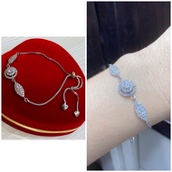 925 SILVER GEM DRAWSTRING CHAIN BRACELET/925 JEWELRY PLATED WITH GENUINE WHITE GOLD/GT808