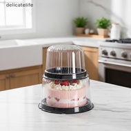 delicatelife 4 6 8 10 Inch Cake Box 10Pcs Transparent Reusable Round Containers Suitable for Bakery 