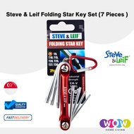 Steve & Leif 7 Pcs Red Folding Star Key Set DIY Handy Tools CR-V Steel