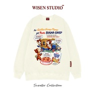 Wisen oversize unisex cotton fleece sweater SUGAR CRISP model