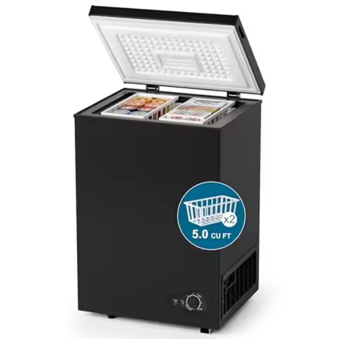 5.0 Cu.Ft Chest Deep Freezer with 2 Removable Baskets for Home Garage Basement Storage Energy Effici
