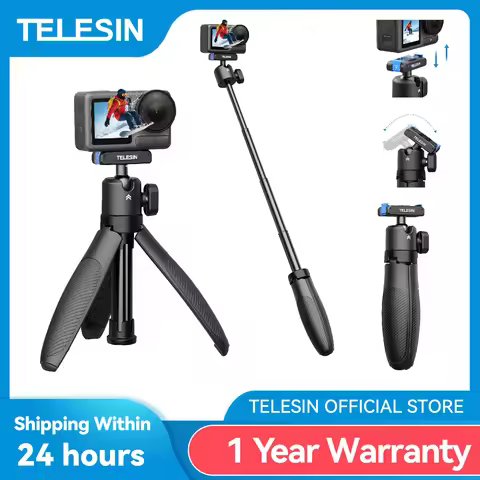 TELESIN Mini Selfie Stick Tripod Portable Quick Release Aluminum alloy Stand for GoPro DJI Osmo Acti