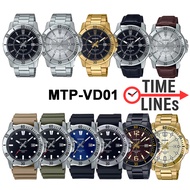 CASIO ของแท้ รุ่น MTP-VD01B MTP-VD01D MTP-VD01G MTP-VD01SG นาฬิกาผู้ชาย สายสแตนเลส กล่องและประกัน 1 