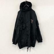 90年代TOMMY HILFIGER全拉鍊尼龍夾克， 5口袋，黑色，XL碼，古著