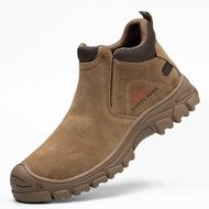 New Grey Work Boots Safety Steel Toe Shoes Men Scald Proof Anti-smash Anti-puncture Safety Shoes Men