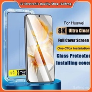 One-click Installation Full Cover Tempered Glass Huawei P50 P40 P30 Mate 30 20 Honor 20 Pro Nova 5T 7 7i 8i 9 10 SE 11 Y90 Screen Protector