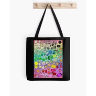 BFDI Inanimate Insanity All Characters (Rainbow) Black Tote Bag