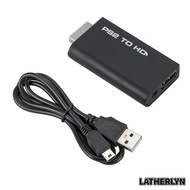 LATHERLYN Converter, PS2 to HDMI HD Cable Adapter, Durable 480i/480p/576i 3.5mm Audio Output Game to