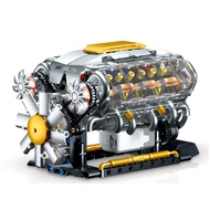 new 692PCS Classic V8 Electrically Driven Engine Model ABS Plastic Building Blocks Supercar Bricks T