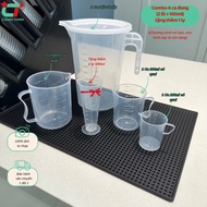 [Presing tools] Combo of 4 graduated measuring cups, with handles, capacity from 2L to 100ml, plus 1