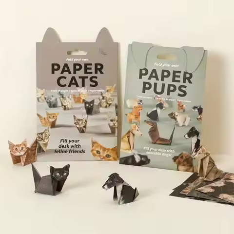 DIY Origami Animal Craft Kits Step-by-Step Book with Pre-Cut Foldable Paper to Make Cats Dogs Dinosa