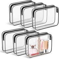 6 Pack Clear Toiletry Bag, TSA Approved Makeup Pouch Water Resistant Portable Travel Organizer, Carr