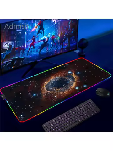RGB Gaming Starry Sky Mousepad Space Mouse Mats LED Large Gamer Mousepads XXL Keyboard Pads Luminous