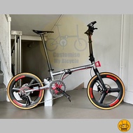 Fnhon Gust 20” • 11 Gears Shimano Litepro Schwalbe Stone Carbonician Carbon • Folding Foldable Foldie Fold Bicycle Bike • Grey Red • 406 tyres 20 inches • Velocity Crius Master Blast Tornado Bifold Trifold Dahon Tern • Customise My Bicycle •