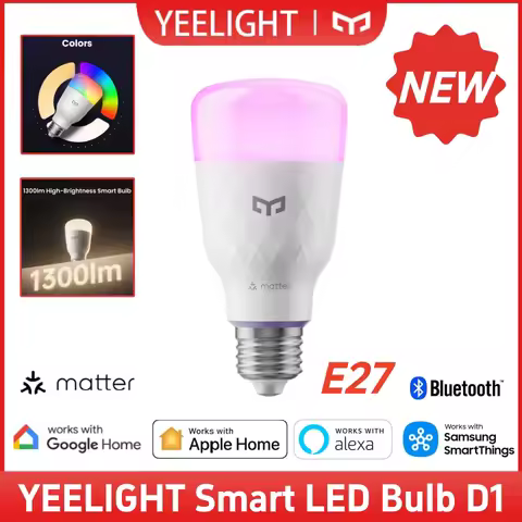 Global YEELIGHT Smart LED Bulb D1 RGB Adjustable Color E27 Base 1300lm App Voice Control Compatible 