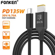 Fonken PD 135W Type C Charger USB-C to Square USB Charger Fast Charging Adapter Cable for Lenovo Lap