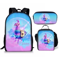 3 Pieces/Set FORTNITE 3D Kids Backpack Shoulder Bag Pencil Case Decompression Lightweight Backpack Cartoon Pattern Primary School Bag
