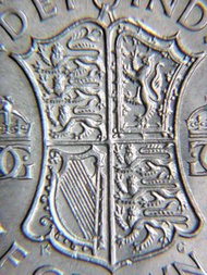 英國鎳幣-1948年英國(United Kingdom)皇家國徽英皇佐治六世徽及肖像1/2克郎(Half Crown)鎳幣(原光好品)