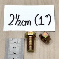 Length 2.5cm Bolt + YELLOW NUT (COMPLETE according to PHOTO) key 8 / 10 / 12 / 14 / 17 / 2.5 cm long