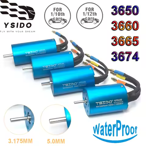 YSIDO 3650 3660 3665 3674 4500KV 5400KV Brushless Motor WaterProof for 1/10 1/12 Traxxas HSP RedCat 