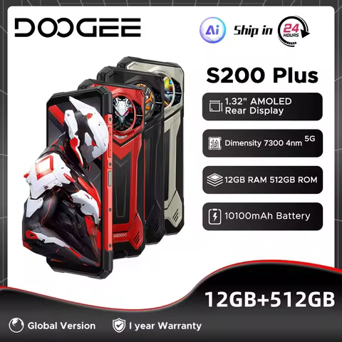 Global Version DOOGEE S200 Plus AI Rugged Phone 32GB(12+20) 512GB Dimensity 7300 6.72” 120Hz IPS 100