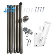 1Set 6.4Ft Flag Pole+Adjustable Bracket for Garden for House Flag Pole Kit for Flag,Flag Pole Rings 