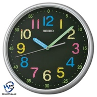 Seiko Clock QXA793SL Decorator Quiet Sweep Second Hand Colorful Numeral Analog Black Dial Quartz Wall Clock QXA793S QXA793