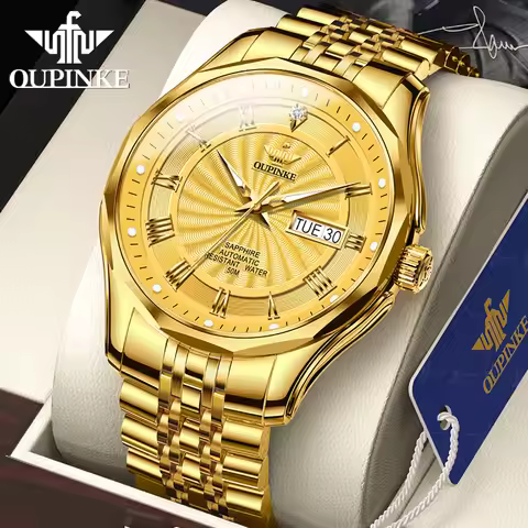 OUPINKE Real Diamond Automatic Mechanical Watch Men Swiss Top Brand Luxury Sapphire Crystal Mirror W