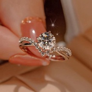 Moissanite (6.5mm) Ring Female 925 Silver D Color Moissanite 1ct Can Pass the Diamond Pen Test with 