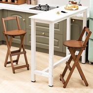 🚢Foldable Bar Stool High Stool Home Cashier Bar Restaurant Chair Living Room Backrest Solid Wood Modern Minimalist
