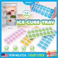 AVOSKY 14 Holes Ice Tray Ice Cube Silicone Jelly Maker Baby Food Puree Mold Container Lid Bekas Pemb