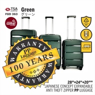 SAMEL 3 IN 1 SET FGD 363 JAPANESES CONCEPT EXPANDABLE ANTI THEFT ZIPPER PP LUGGAGE 20" 24" 28"