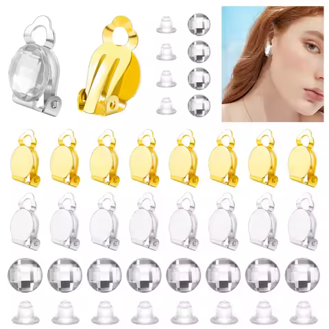 110-Pieces Round Flat Back Earring Set: Non-Pierced Clip-On Earring Findings for DIY Jewelry Making