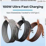 USB/USB-C Fast Charging Cable Durable Nylon Braided Charger Cord 100W Dual Type C Charge Data Cable 