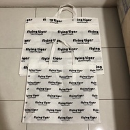 [JASTIP FLYING TIGER] White Spunbond Bag with Flying Tiger Writing Tote Bag Large Medium Shopping Ba
